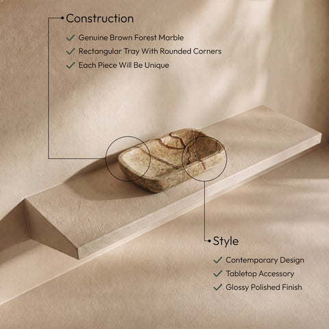 Sage Brown Genuine Marble Tray, 1 Piece