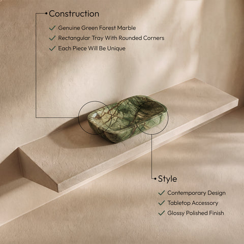 Sage Green Genuine Marble Tray, 1 Piece