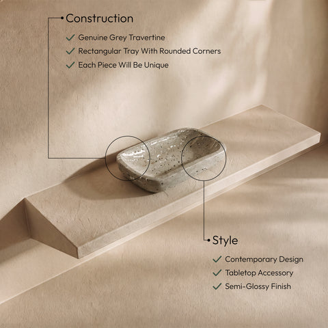 Sage Grey Travertine Tray, 1 Piece