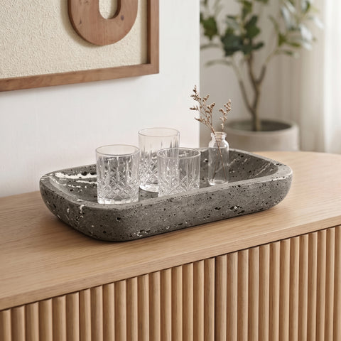 Sage Grey Travertine Tray, 1 Piece