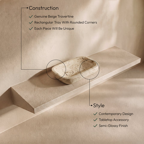 Sage Beige Travertine Tray, 1 Piece