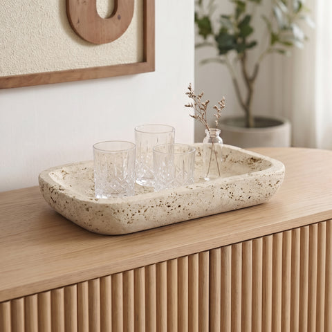 Sage Beige Travertine Tray, 1 Piece