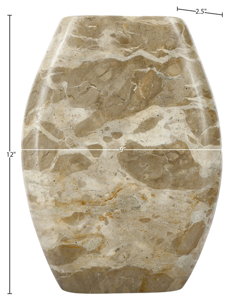 Noelle Beige Genuine Marble Vase, 1 Piece