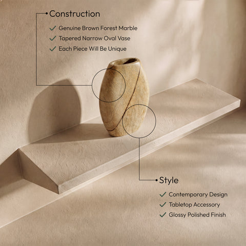 Noelle Brown Genuine Marble Vase, 1 Piece