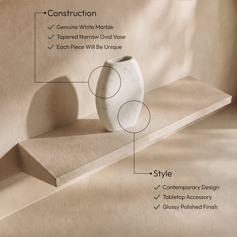 Noelle White Genuine Marble Vase, 1 Piece