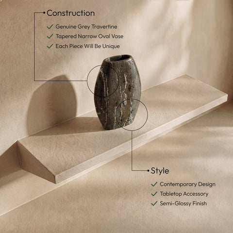 Noelle Grey Travertine Vase, 1 Piece