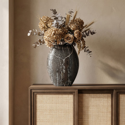Noelle Grey Travertine Vase, 1 Piece