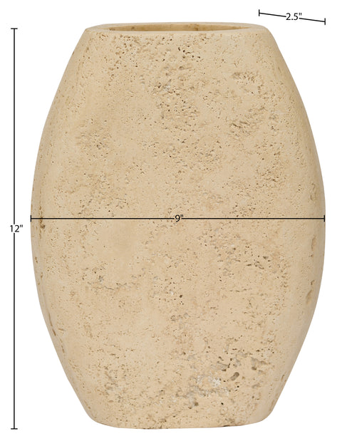 Noelle Beige Travertine Vase, 1 Piece
