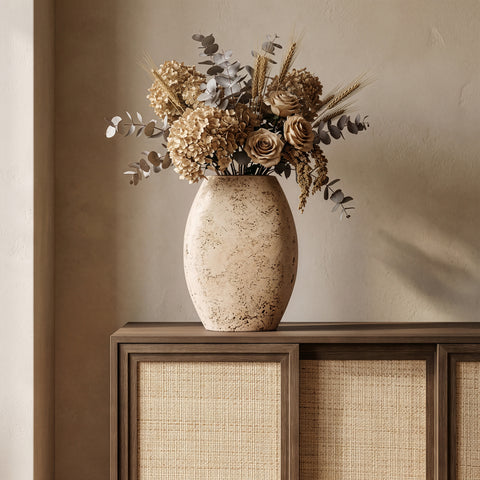 Noelle Beige Travertine Vase, 1 Piece