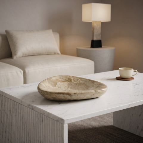Darcy Beige Genuine Marble Bowl, 1 Piece