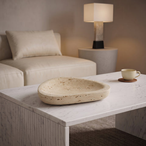 Darcy Beige Travertine Bowl, 1 Piece