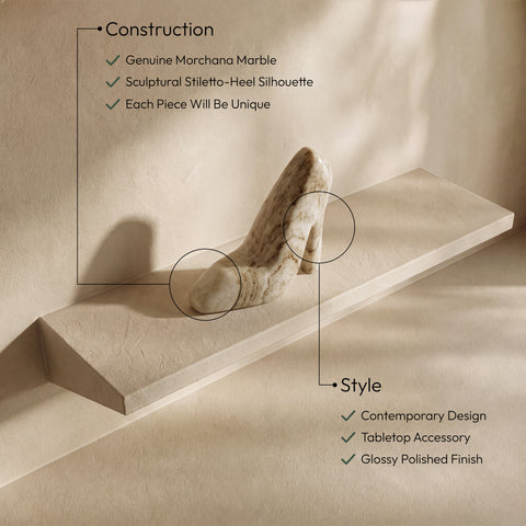 Blaire Beige Genuine Marble Tabletop Object, 1 Piece