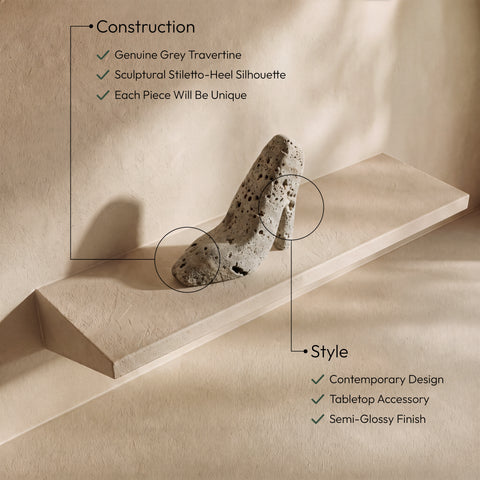 Blaire Grey Travertine Tabletop Object, 1 Piece