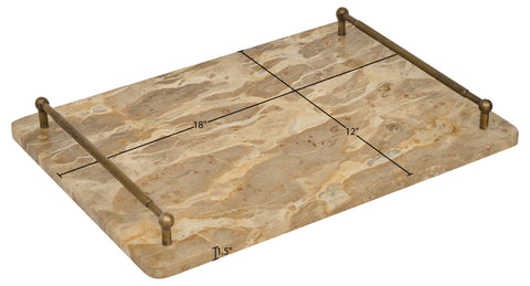Iris Beige Genuine Marble Tray, 1 Piece