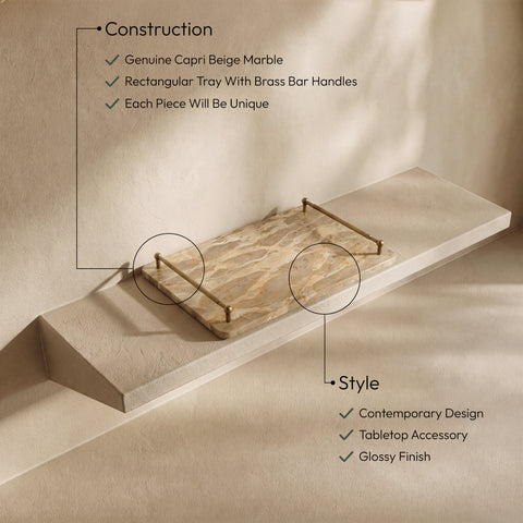 Iris Beige Genuine Marble Tray, 1 Piece
