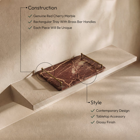 Iris Cherry Genuine Marble Tray, 1 Piece
