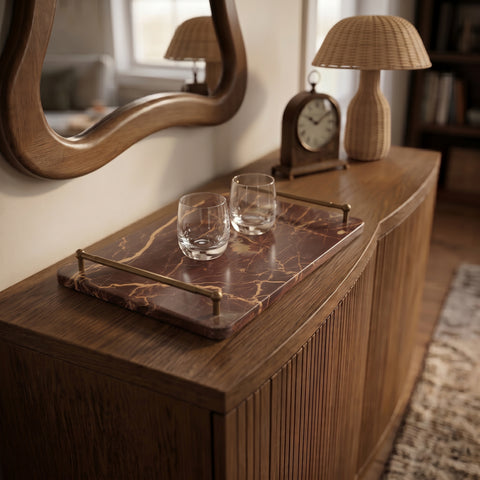 Iris Cherry Genuine Marble Tray, 1 Piece