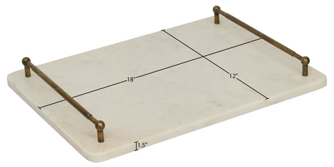 Iris White Genuine Marble Tray, 1 Piece