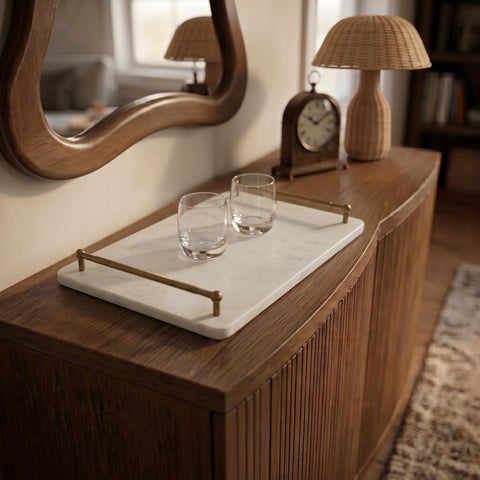 Iris White Genuine Marble Tray, 1 Piece