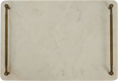 Iris White Genuine Marble Tray, 1 Piece
