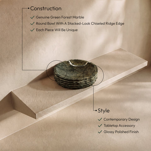 Celeste Green Genuine Marble Bowl, 1 Piece