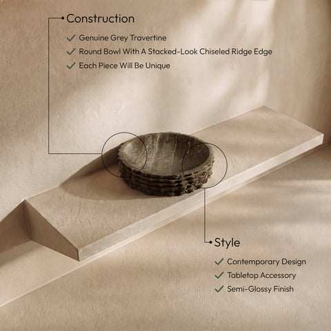 Celeste Grey Genuine Marble Bowl, 1 Piece