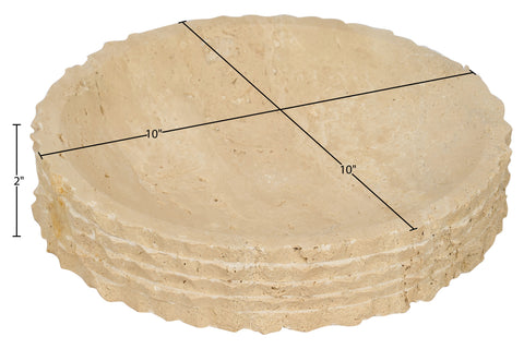 Celeste Beige Genuine Marble Bowl, 1 Piece (Style 2)