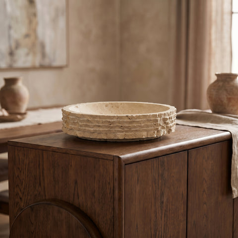 Celeste Beige Genuine Marble Bowl, 1 Piece (Style 2)