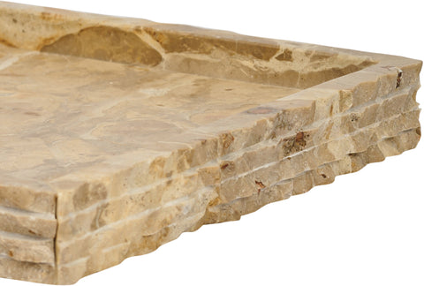 Yara Beige Genuine Marble Tray, 1 Piece