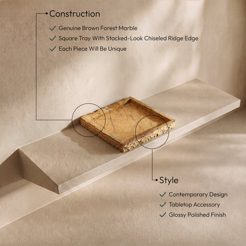 Yara Brown Genuine Marble Tray, 1 Piece