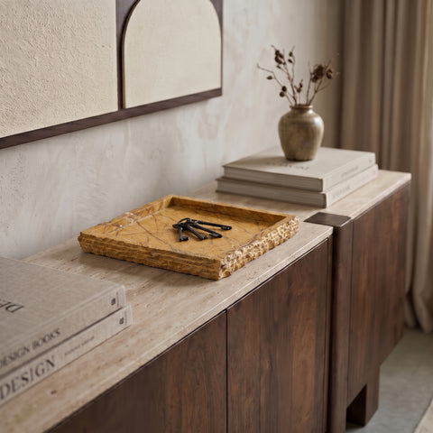 Yara Brown Genuine Marble Tray, 1 Piece