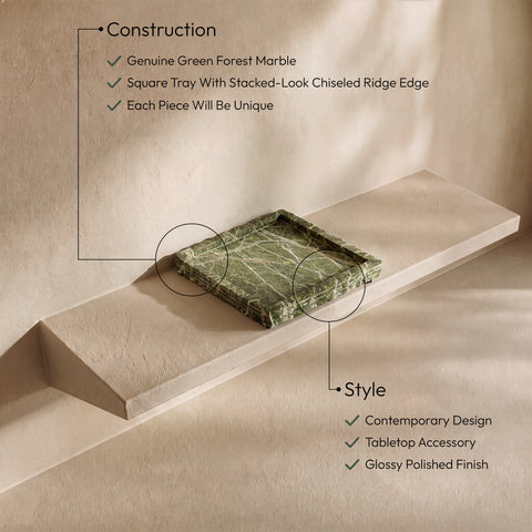 Yara Green Genuine Marble Tray, 1 Piece