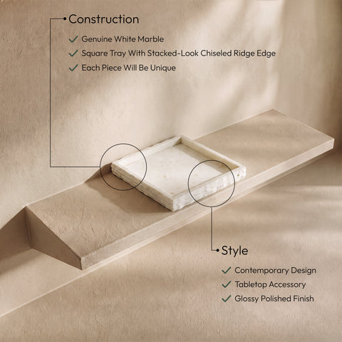 Yara White Genuine Marble Tray, 1 Piece