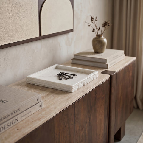 Yara White Genuine Marble Tray, 1 Piece