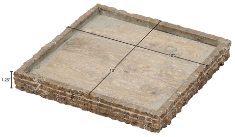 Yara Grey Travertine Tray, 1 Piece