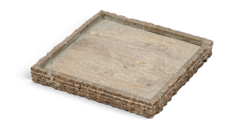 Yara Grey Travertine Tray, 1 Piece
