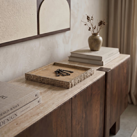 Yara Grey Travertine Tray, 1 Piece