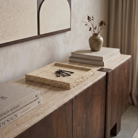 Yara Beige Travertine Tray, 1 Piece