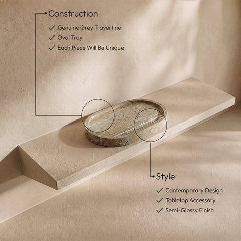Camden Grey Travertine Tray, 1 Piece