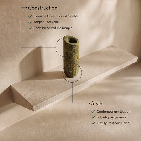Giselle Green Genuine Marble Vase, 1 Piece