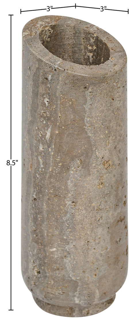 Giselle Grey Travertine Vase, 1 Piece