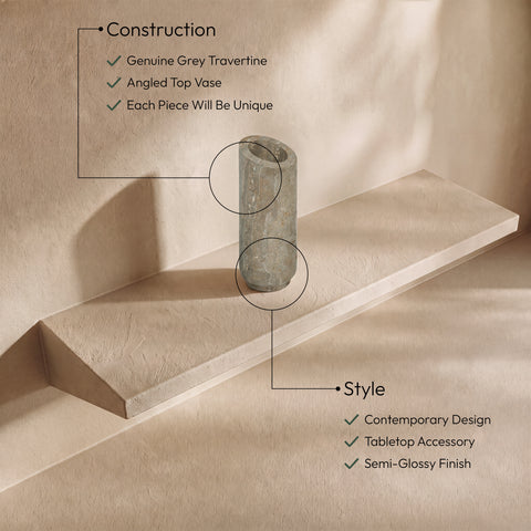 Giselle Grey Travertine Vase, 1 Piece