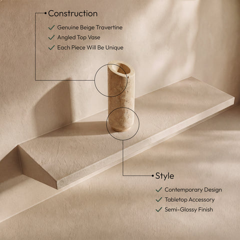 Giselle Beige Travertine Vase, 1 Piece