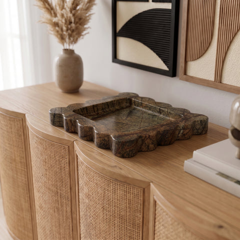 Kellan Green Genuine Marble Tray, 1 Piece (Style 2)