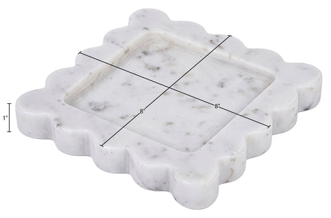 Kellan White Genuine Marble Tray, 1 Piece (Style 2)