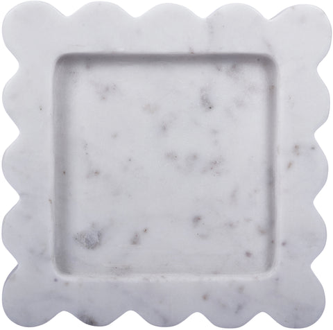 Kellan White Genuine Marble Tray, 1 Piece (Style 2)