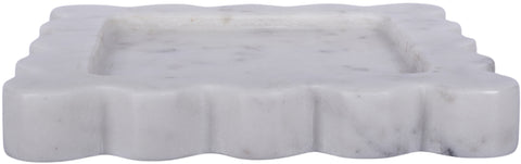Kellan White Genuine Marble Tray, 1 Piece (Style 2)