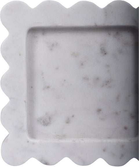 Kellan White Genuine Marble Tray, 1 Piece (Style 2)