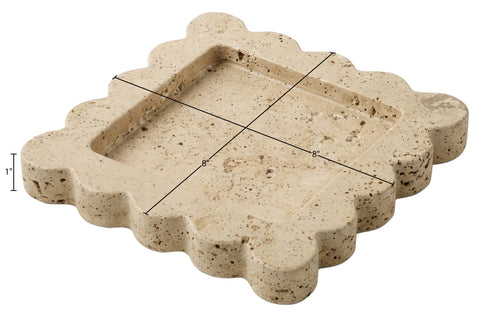 Kellan Beige Travertine Tray, 1 Piece (Style 2)