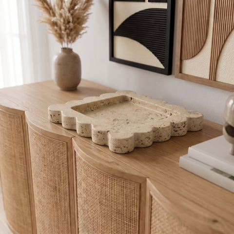Kellan Beige Travertine Tray, 1 Piece (Style 2)